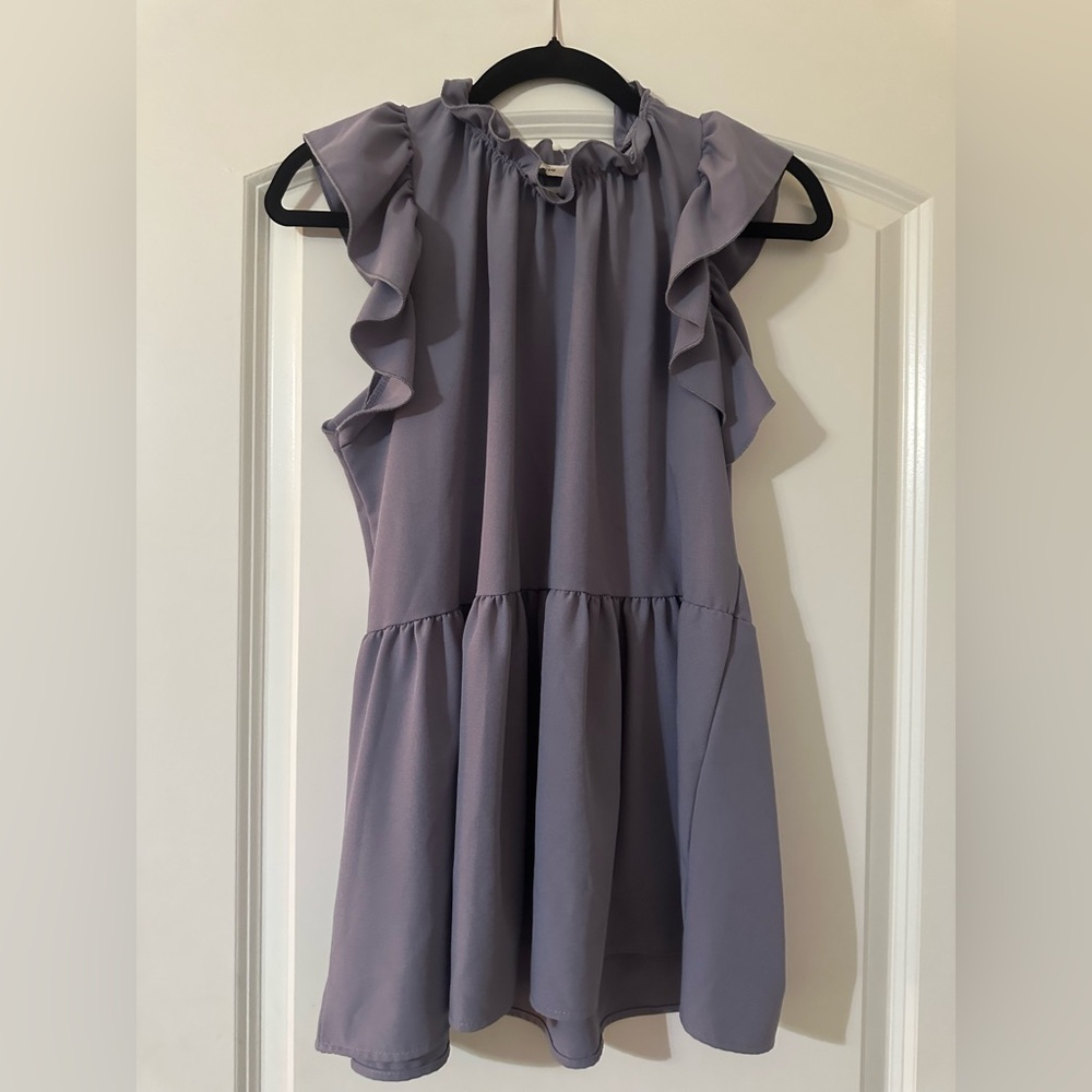 Entro Lavender Ruffle Sleeveless Blouse